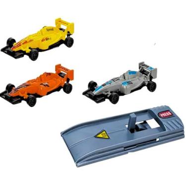 Imagem de Kit 3 carrinhos de corrida com lançador radical brinquedo infantil pre