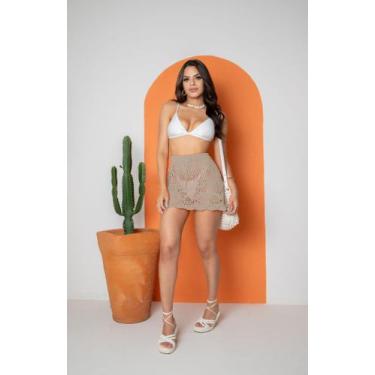 Imagem de Saia de Tricot Saída De Praia Verão - Calu Tricot, Bege, 36-42