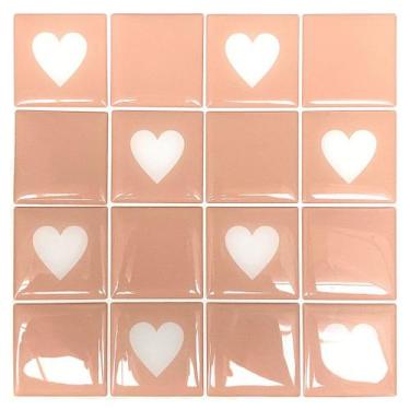 Imagem de Pastilha Adesiva Coração Rose - Kit com 4 Placas Adesivas 3M - Cromo S