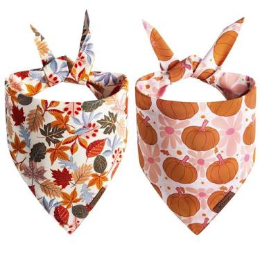 Imagem de Bandanas para cães THLOH, outono, Halloween, Dia de Ação de Graças, pa