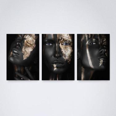 Imagem de Quadro Decorativo Mulheres Negra Ouro 30x20cm - Elegância