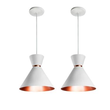 Imagem de Kit 2 Pendente Luxo Rainha Elizabeth 18Cm Branco Cobre