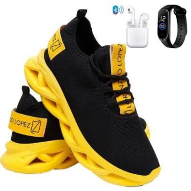 Imagem de Tênis Esportivo Para Corrida Caminhada Super Leve e Confortável + Fone + Rélogio-Masculino