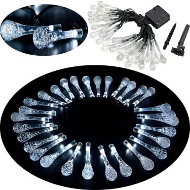 Imagem de Pisca Cordão Natalino Solar Jardim 20 Gotas Led Branco De 5m