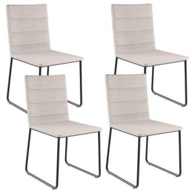 Imagem de Kit 04 Cadeiras Decorativa Estofada Para Sala De Jantar Preto Maya L02