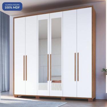 Imagem de Guarda-Roupa 6 Portas 3 Gavetas com Espelho Safira 100% MDF - Móveis C