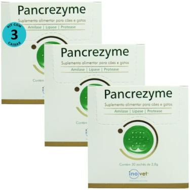 Imagem de Kit 3 Pancrezyme Para Cães e Gatos 2,8g Com 30 Sachê Inovet