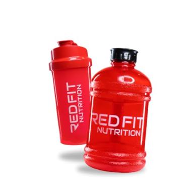 Imagem de Coqueteleira Shaker Vermelha 600ml Galão Vermelho 1,8L - Red Fit Nutrition