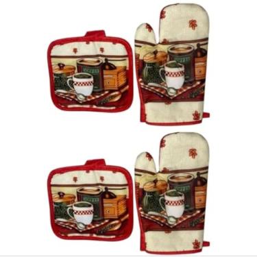 Imagem de Kit 4 Peças Luva Térmica Pegador Panela Quente Cozinha Descanso Forno Segurança Utensilio Doméstico