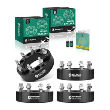 Imagem de YHTAUTO Espaçadores de roda de 8 x 170 mm, 5 cm, serve para Ford F-250 F-350 Super Duty 1999 2000 2001 2002, Excursion 2000 2001 2002 Espaçadores de pneu com pinos de grau M14x2 e 12,9, furo do cubo de 125 mm 8 Terminal, 4 peças, preto Adaptadores