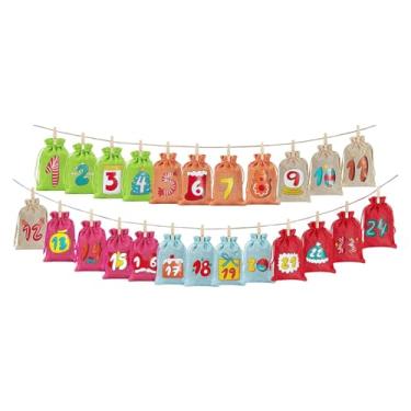 Imagem de rockible 24 unidades de bolsas de calendário de advento de Natal, bolsa de estopa, decoração para casa, sacolas de presente reutilizáveis ​​com cordão para, Múltiplos