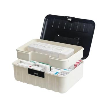 Imagem de Saim Caixa de armazenamento trancável com trava de combinação redefinível, porta-malas de plástico portátil com alça para casa, escritório, viagens, documentos, joias, medicamentos, lanches