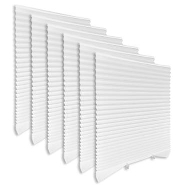 Imagem de Persianas de papel branco para janelas 91,4 cm x 182,88 cm - Pacote com 6 persianas temporárias sem furadeira autoadesivas, capa plissada com filtro de luz para quarto, escritório, porta de pátio
