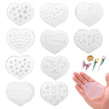 Imagem de 10 moldes de argila de polímero de flor pequena de silicone pequena borboleta rosa mini folha para decoração de joias de brincos (10 peças)