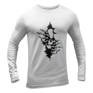 Imagem de Camiseta Caveira Skull Cranio Realista Manga Longa Frio - Blackchic, B