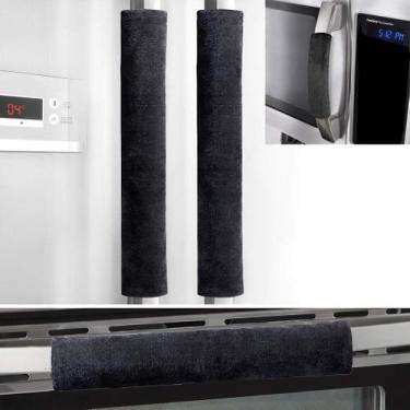 Imagem de Capas de maçaneta de porta de geladeira OUGAR8 pretas (4 unidades)