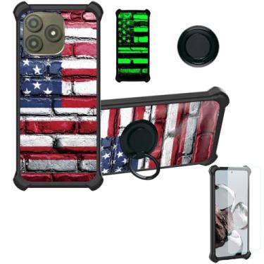 Imagem de jioeuinly Capa Foxxd A65 compatível com Foxxd Foxx A65 [com protetor de tela de vidro temperado][PC rígido + silicone macio][suporte para anel] [efeito luminoso] YGH-GQ