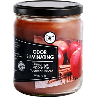 Imagem de Vela perfumada que elimina odores de torta de maçã e canela – Elimina 95% dos cheiros de animais de estimação, fumaça, alimentos e outros cheiros rapidamente – Até 80 horas de queima – Mistura de soja