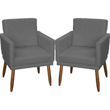 Imagem de Kit 2 Poltronas Decorativa Para Sala Recepção Beatriz Suede Cores Pé Palito Castanho