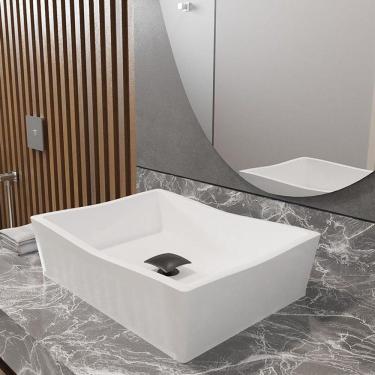 Imagem de Conjunto Cuba De Apoio Com Valvula Inox Black Branco Branco