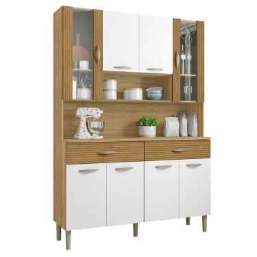 Imagem de Armário De Cozinha Compacta 121cm Bruna Z06 Freijó/supremo/ripado - Mpozenato