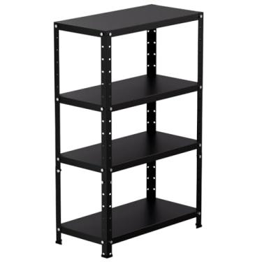 Imagem de Prateleira Organizadora, Prateleira de Aço, Estante Industrial Media 60kg 4 Bandejas Tripartida(95cmx30cmx60cm)(Preto)