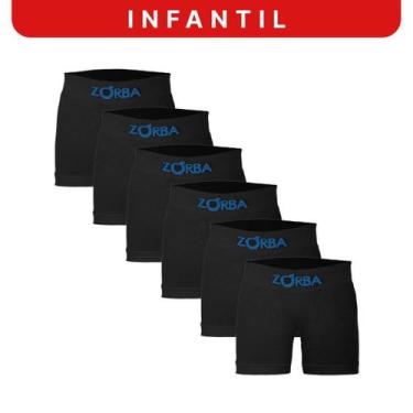 Imagem de Kit 6 Cuecas Zorba Infantil Boxer sem Costura Algodão 678 Preto - G, P