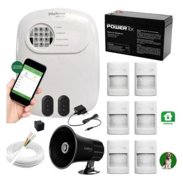 Imagem de Kit Alarme Intelbras Anm 24 App 06 Sensor Presença C Fio Pet