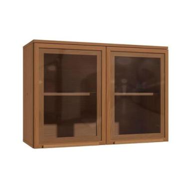 Imagem de Armário Aéreo p/ Cozinha Linna T732 c/ 2 Portas c/ Vidro 80cm Canela -