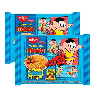 Imagem de Kit 2 Macarrão Instantâneo Nissin Turma da Mônica Sabor Carne Suave 80g