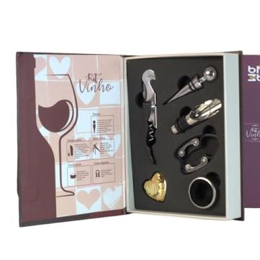 Imagem de Kit Vinho Premium 5 Peças, Conjunto para Vinho com Saca-Rolhas, Corta-Cápsulas, Aerador, Rolha Decorativa e Guia de Harmonização com Queijos em Estojo Luxuoso
