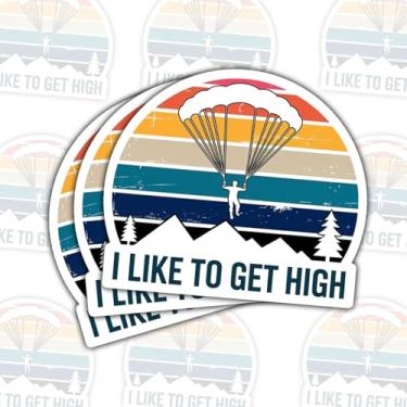 Imagem de 3 peças de adesivos I Like to Get High Skydiving, decalques engraçados de vinil de salto de paraquedas para laptop, caderno, diário, garrafa de água, para-choques de carro, presente para adolescentes