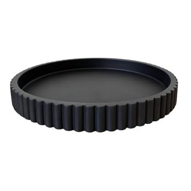 Imagem de Bandeja decorativa moderna para decoração de mesa de café, bandeja de centro redonda de concreto estriado estética para decoração de casa, sala de estar