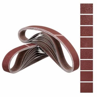 Imagem de Kozelo 24 peças de correias de lixamento 5 x 106 cm 40/60/80/120/150/240/320/400 lixa abrasiva de óxido de alumínio para moagem de metal, trabalho de madeira, remoção de tinta de ferrugem