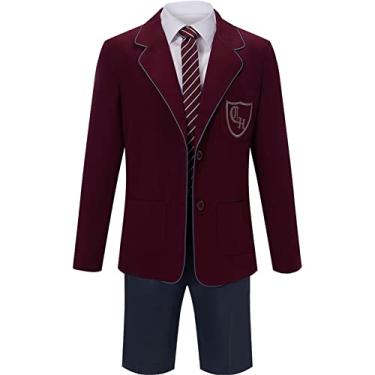 Imagem de AwwwCos Women Girls Matilda the Musical Cosplay Red Costume School Uniform Suit Jacket Shorts Tie Halloween Party Outfit