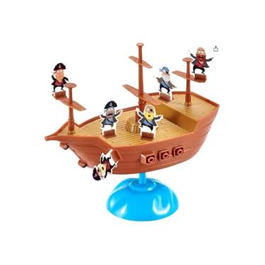 Imagem de Jogo de Equilíbrio Pirata, 37 Peças, Navio Temático, Plástico Resistente, 19x18x10cm, Brinquedo Educativo para Crianças a Partir de 5 Anos