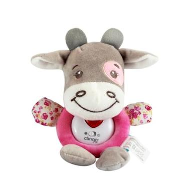 Imagem de Vaquinha de Pelúcia Musical Azul - Rosa Interativa – Brinquedo com Luzes e Sons Divertidos Infantil Lavável, 25 x 19 x 10 cm, Inclui 2 Baterias (Rosa)