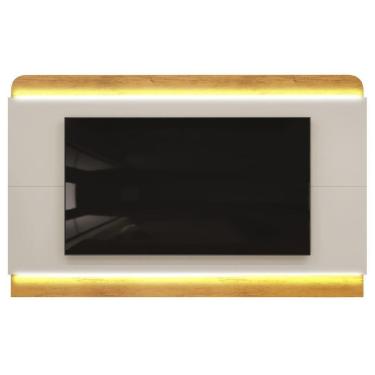 Imagem de Rack Bancada C/ Painel P/ Tv Até 75 Polegadas Nadine Led 219x136cm Bali/cedro - Dj Móveis