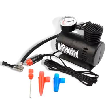 Imagem de Compressor de Ar Portátil 300PSI 12V com 3 Bicos Inflador Automotivo Mini Compressor Veicular Compacto Leve Prático Calibrador Multiuso