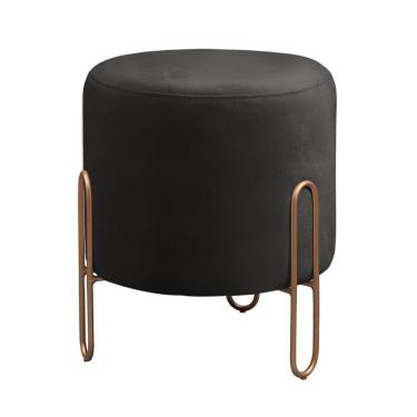 Imagem de Puff Banqueta Mali Luxo Base Bronze Castellar Móbile Corino Preto