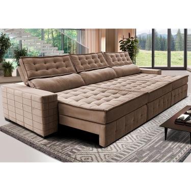 Imagem de Sofá Retrátil E Reclinável 4,15M Cama Inbox Big Puffer Com Softgel D40 Velupluma Castor