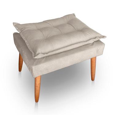 Imagem de Puff Para Sala E Quarto Madeira Decorativo Opala Suede Bege