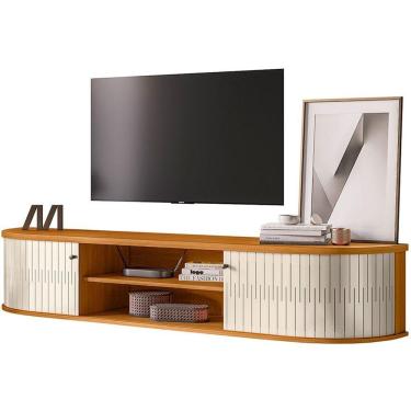 Imagem de Rack Suspenso 2 Portas Faro Para Tv De 75 Polegadas Cinamomo/off White