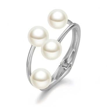 Imagem de YNZGYBY Pulseiras de mão de pérola dourada para mulheres grossas grandes pérolas punhos declaração pulseira luxo grande falso pérola bola algemas joias presentes perolados exclusivos, Large, Zinco