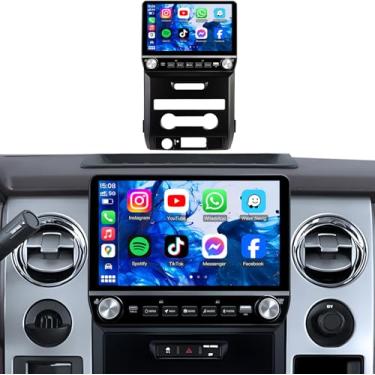 Imagem de Para Ford F150 Radio 2009 2010 2011 2012: QLED Touch Screen estéreo, CPU de 8 núcleos 4 + 64G, Carplay Android Auto, suporta atualização OTA, controle de volante OEM, câmera traseira gratuita (serve