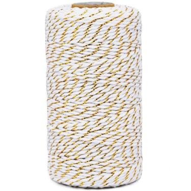 Imagem de barbante de algodão e barbante branco para padeiro, 2 mm de espessura, 328 pés, barbante de Natal para embrulho de presente, artesanato, decoração de festa de casa, jardinagem