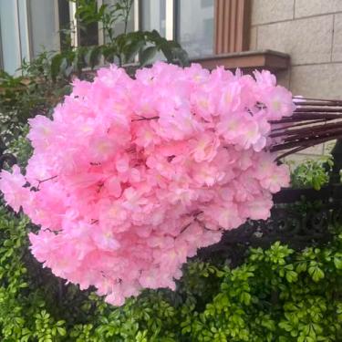 Imagem de SHMDYHA 50 peças de flor de cerejeira artificial, ramos de flor de cerejeira de seda, flores falsas realistas para casamentos, salões quadrados, árvores artificiais, atividades de hotel, decoração de