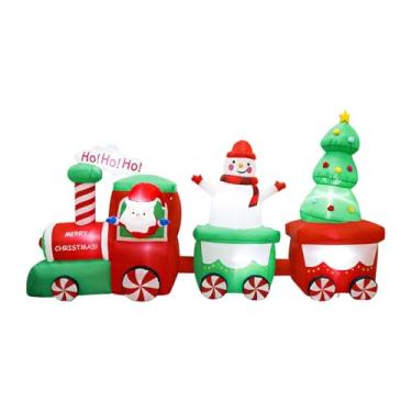 Imagem de MotiveTech inflável de Natal de 2,6 metros com luzes, lindo com Papai Noel, boneco de neve e árvore de Natal para decoração de jardim e quintal.