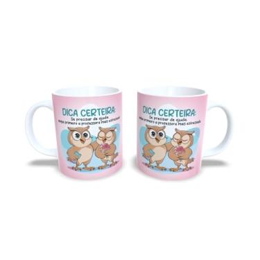 Imagem de Caneca de Cerâmica com Coruja Conselheira, Branca, 325ml, Design Divertido com Mensagem em Português (19906)