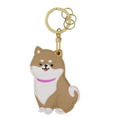 Imagem de Capa MC Fashion de couro PU compatível com AirTag, estojo de rastreador GPS fofo de gato e cachorro de estimação (Shiba Inu)